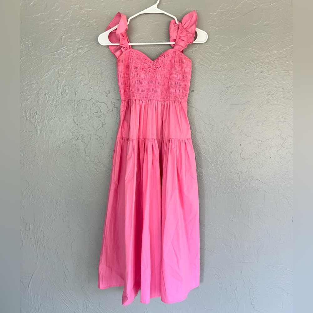 ABERCROMBIE Ruffle-Strap Smocked Midi Dress